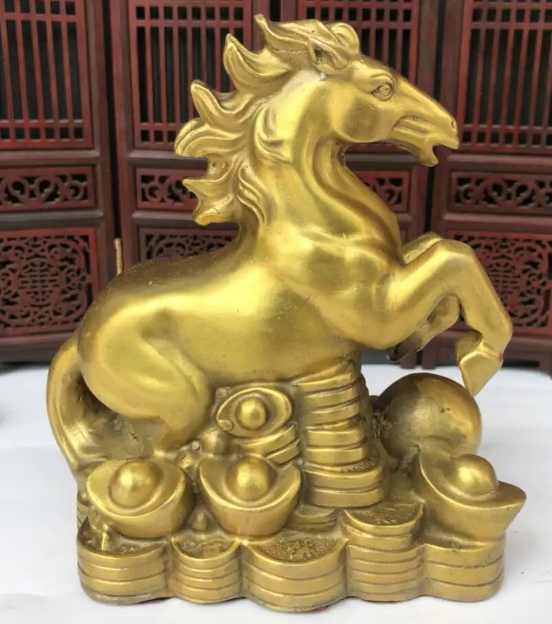 China brass recruit wealth horse crafts statue