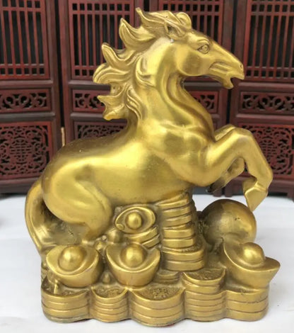 China brass recruit wealth horse crafts statue