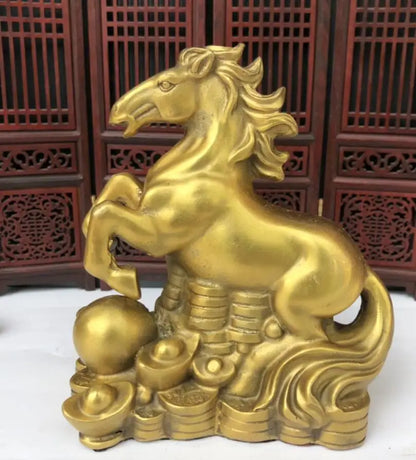China brass recruit wealth horse crafts statue