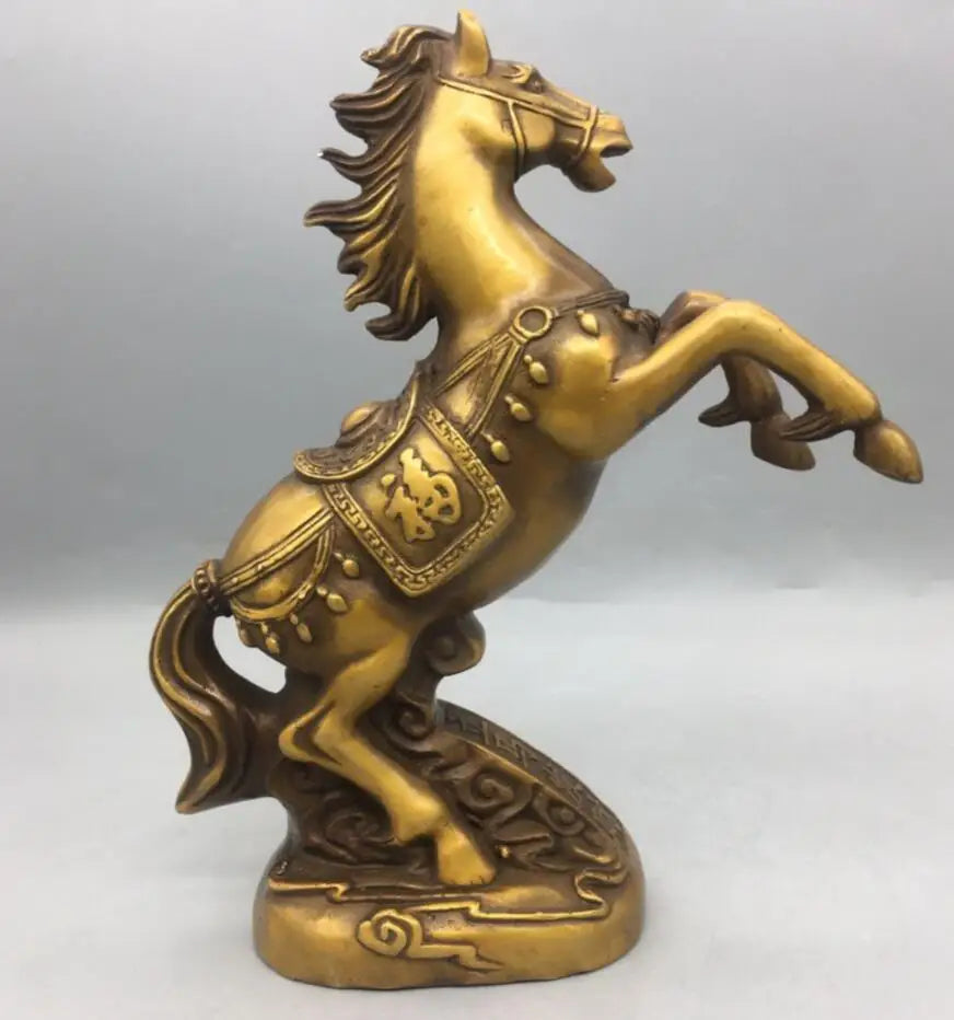 China brass recruit wealth horse crafts statue
