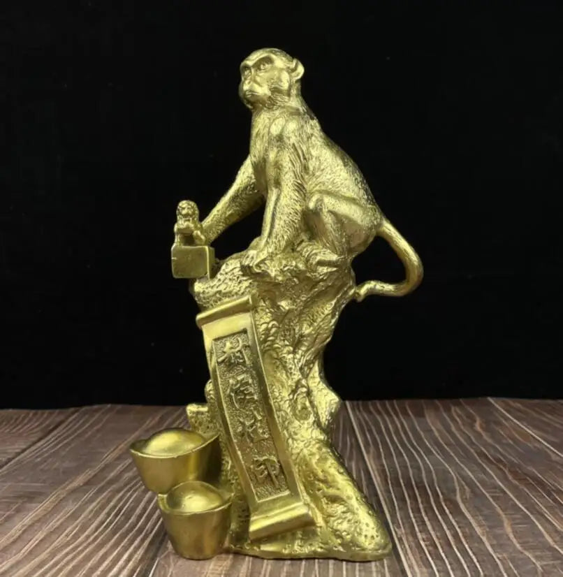 China brass recruit wealth monkey crafts statue