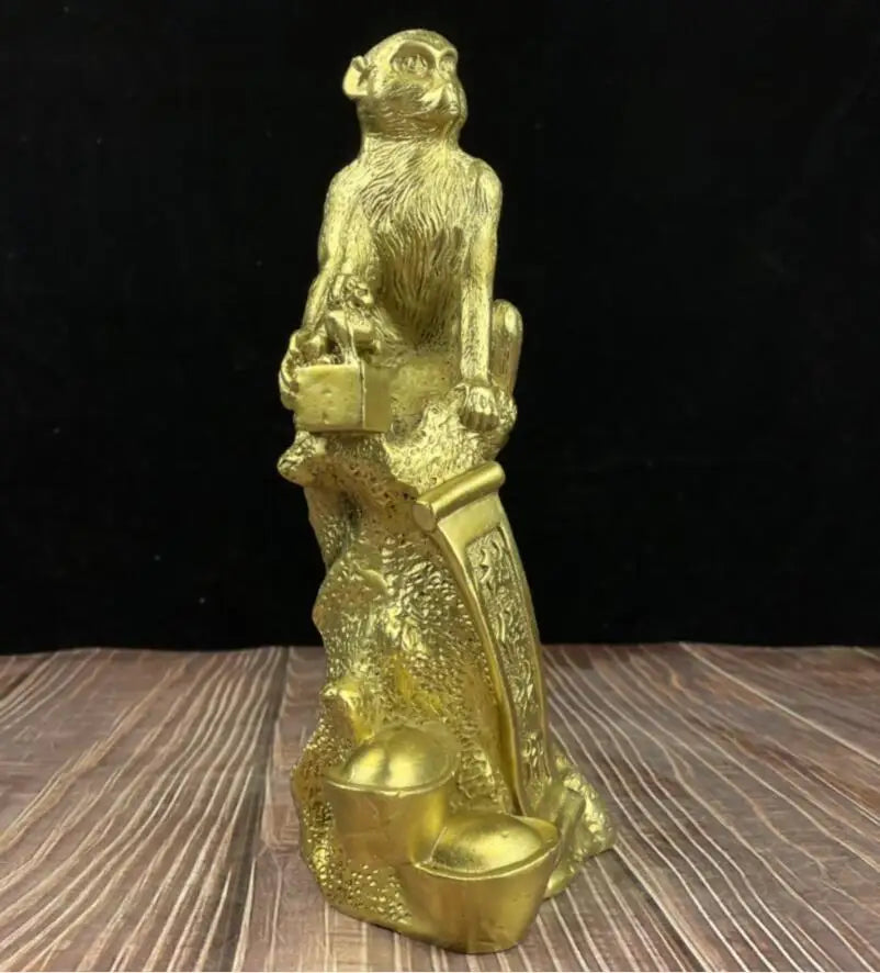 China brass recruit wealth monkey crafts statue