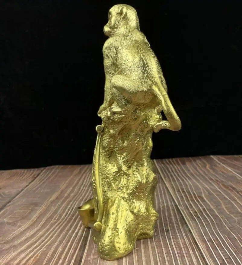 China brass recruit wealth monkey crafts statue