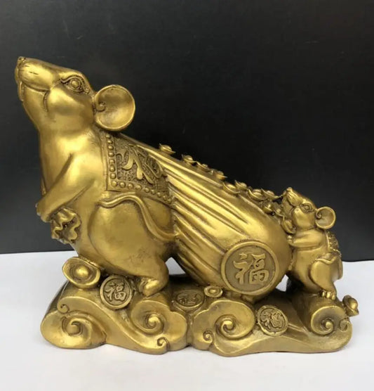 China brass recruit wealth rat crafts statue