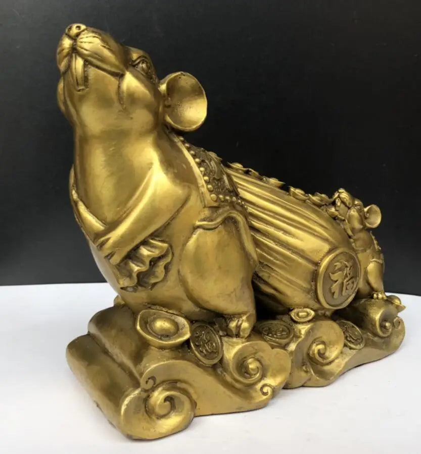 China brass recruit wealth rat crafts statue