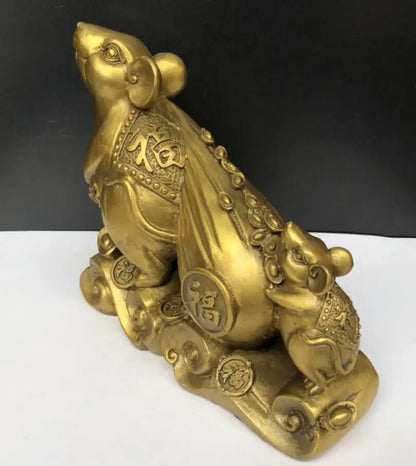 China brass recruit wealth rat crafts statue