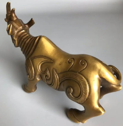 China brass recruit wealth rhinoceros crafts statue