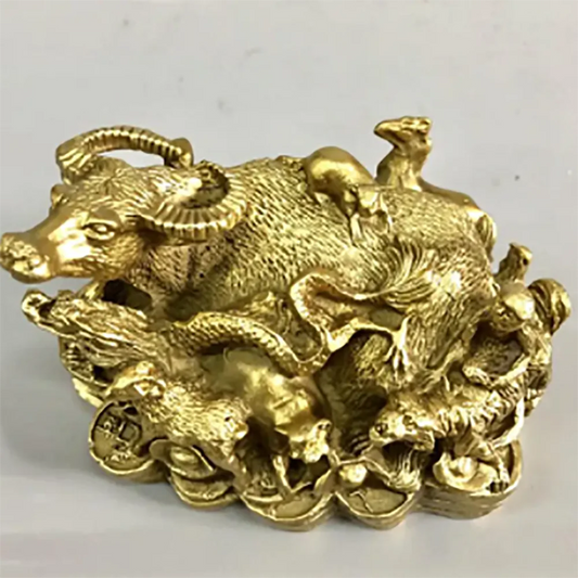 China brass recruit wealth twelve zodiac crafts statue