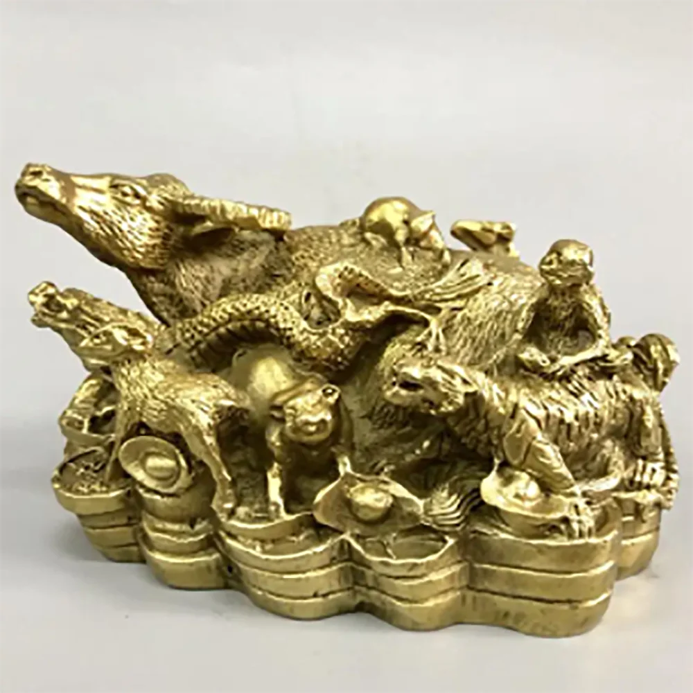 China brass recruit wealth twelve zodiac crafts statue