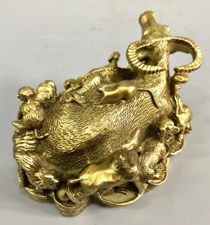 China brass recruit wealth twelve zodiac crafts statue