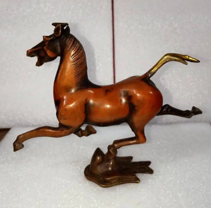 China brass red horse stepped swallows crafts statue