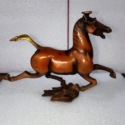 China brass red horse stepped swallows crafts statue