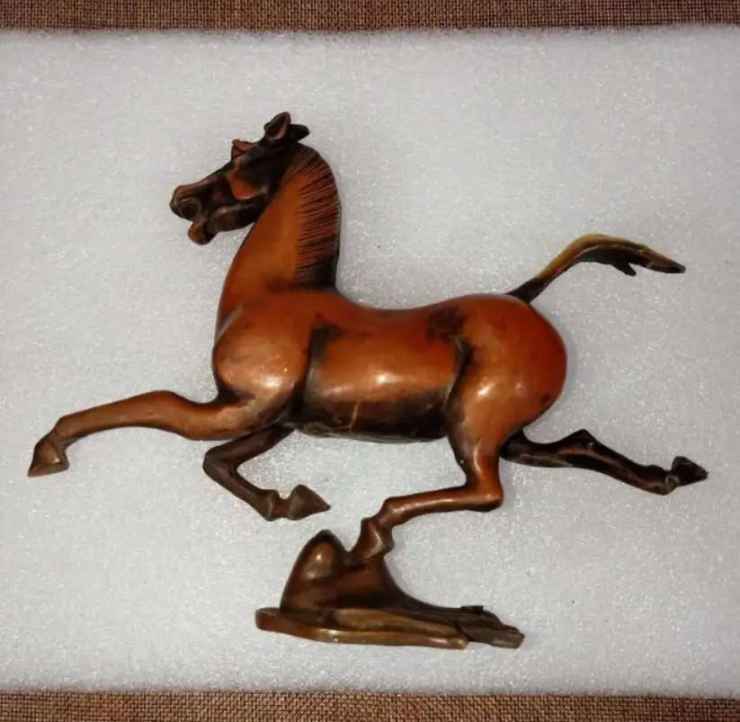 China brass red horse stepped swallows crafts statue