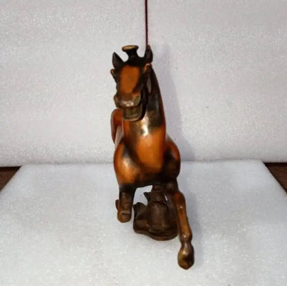 China brass red horse stepped swallows crafts statue