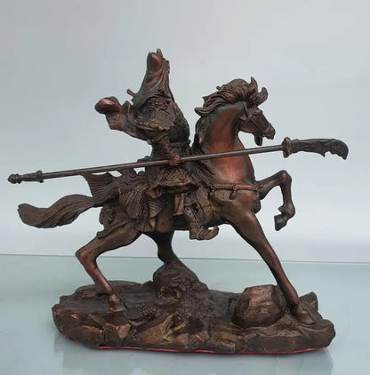 China brass ride horse Guan Yu crafts statue