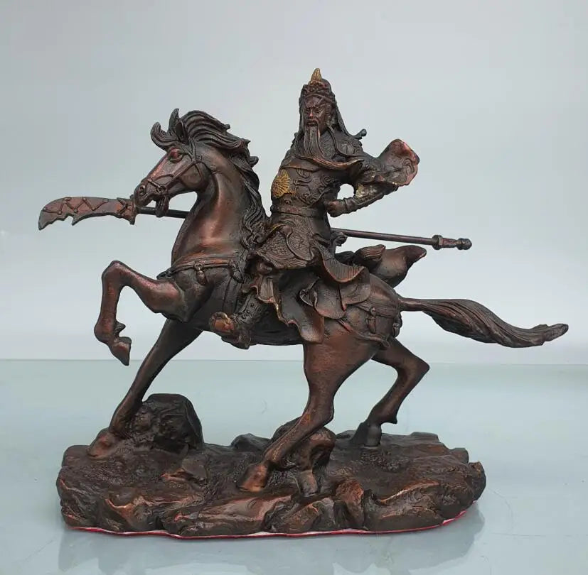 China brass ride horse Guan Yu crafts statue
