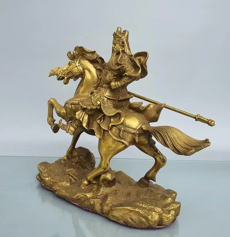 China brass ride horse Guan Yu crafts statue