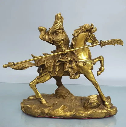 China brass ride horse Guan Yu crafts statue