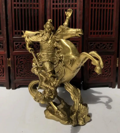 China brass ride horse Guan yu crafts statue