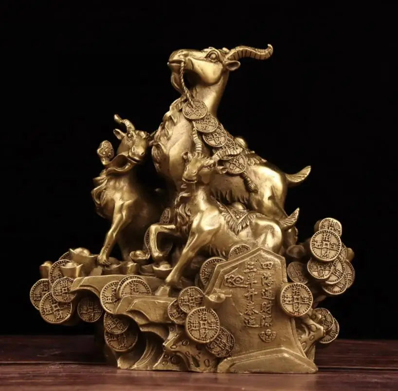 China brass seiko Three sheep crafts statue