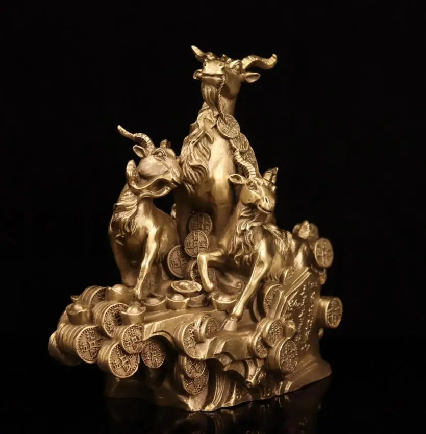 China brass seiko Three sheep crafts statue