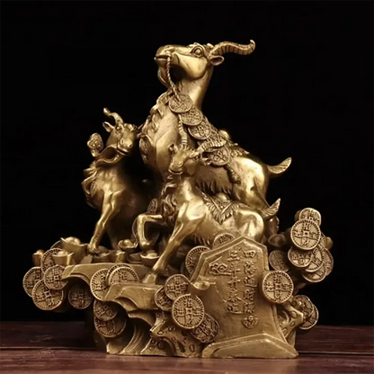 China brass seiko Three sheep crafts statue