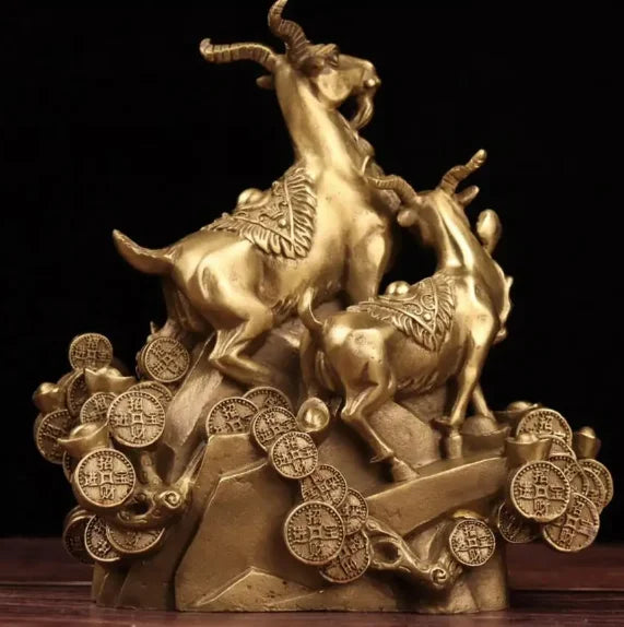 China brass seiko Three sheep crafts statue