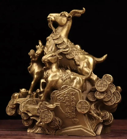 China brass seiko Three sheep crafts statue