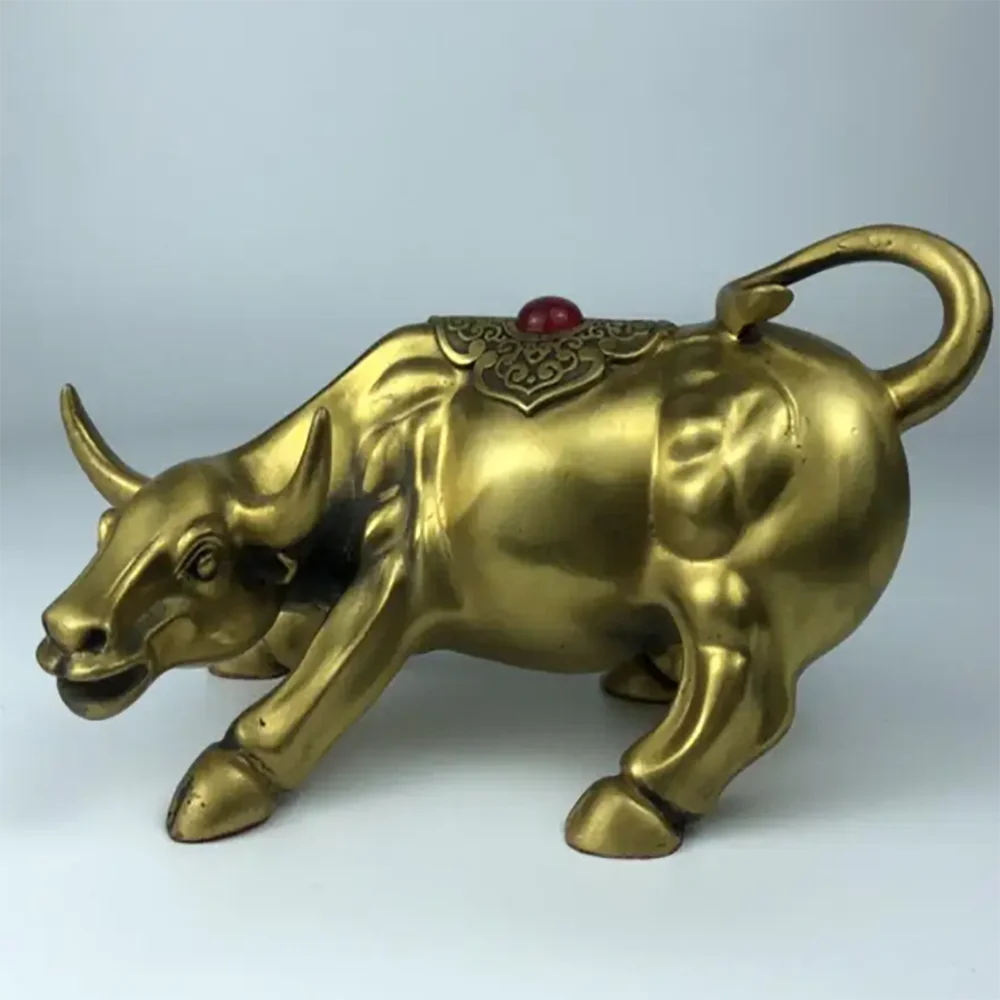 China brass seiko auspicious cow crafts statue