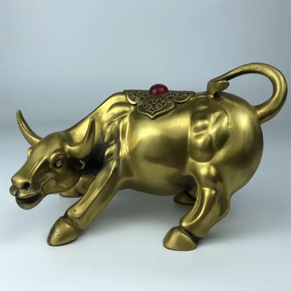 China brass seiko auspicious cow crafts statue