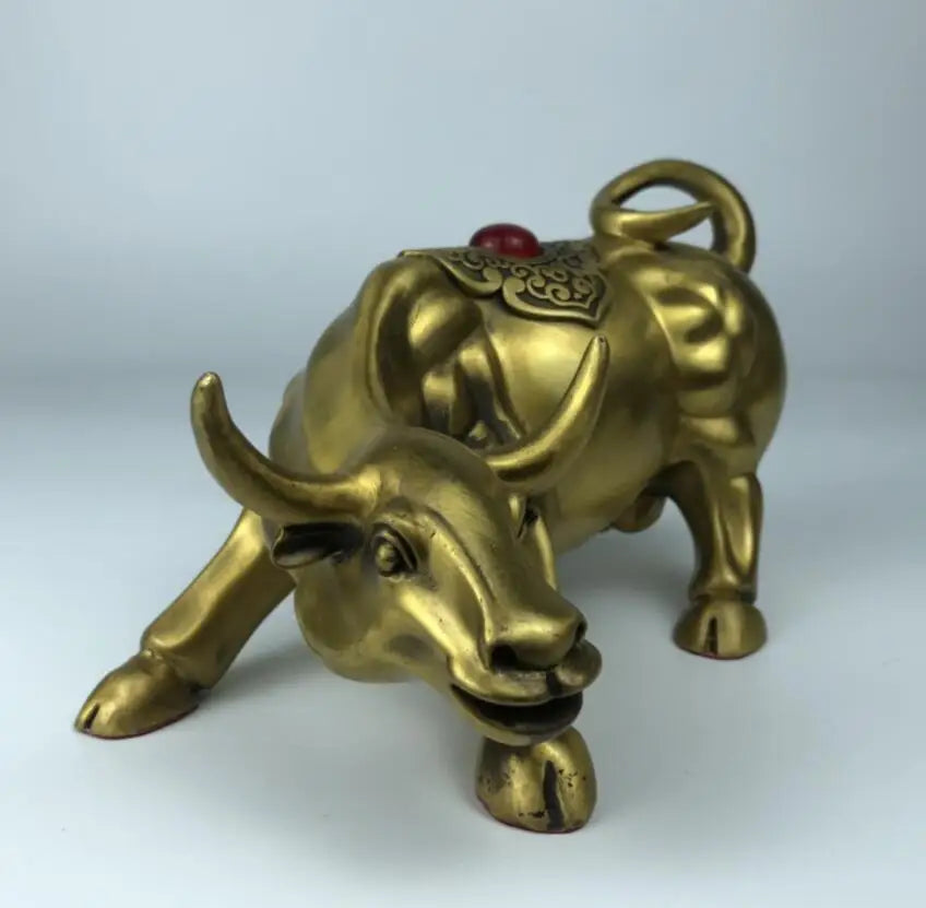 China brass seiko auspicious cow crafts statue