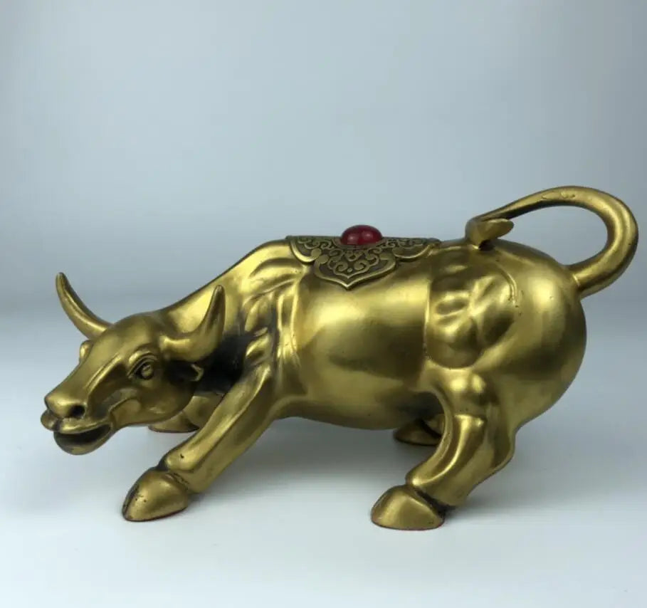 China brass seiko auspicious cow crafts statue