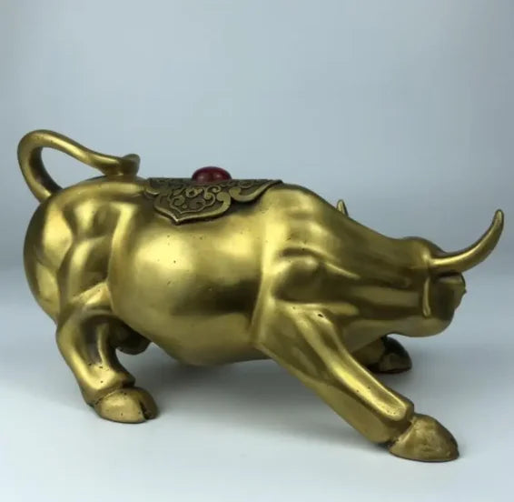 China brass seiko auspicious cow crafts statue