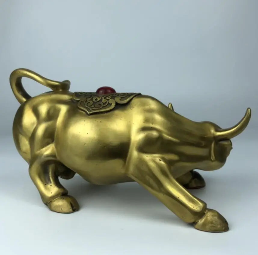 China brass seiko auspicious cow crafts statue