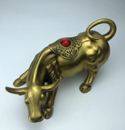 China brass seiko auspicious cow crafts statue