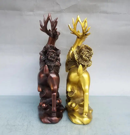 China brass seiko deer back cabbage crafts statue