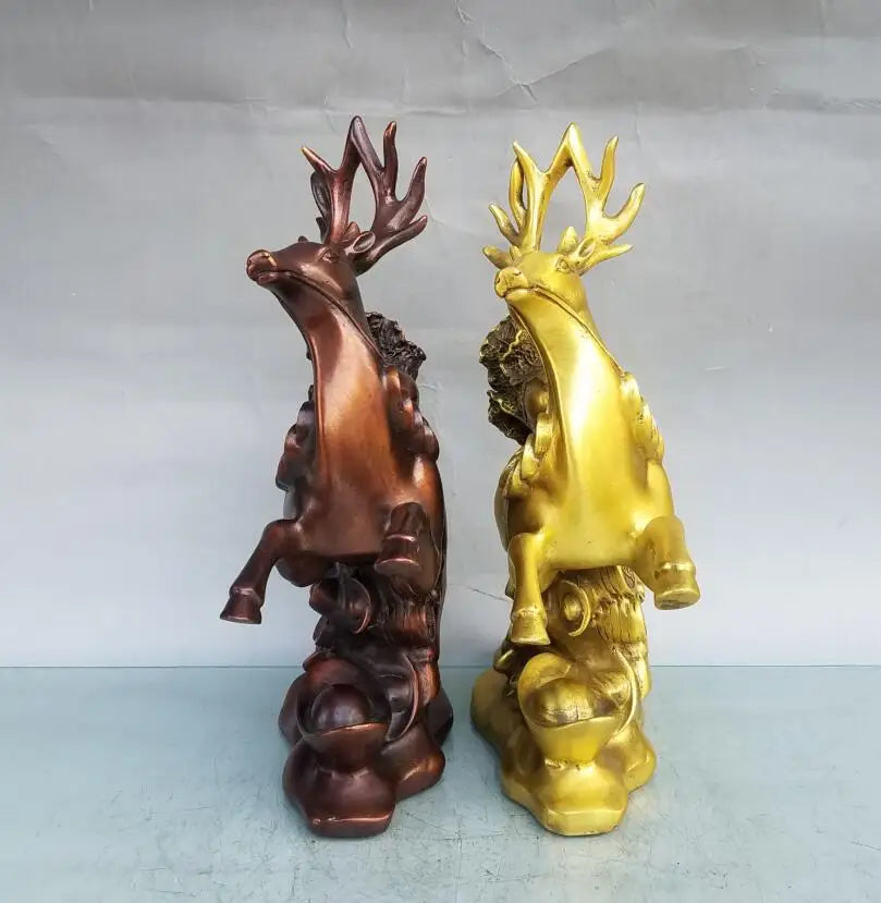 China brass seiko deer back cabbage crafts statue