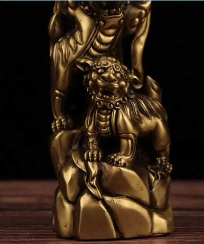 China brass seiko double lion Play ball crafts statue