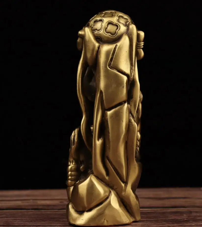 China brass seiko double lion Play ball crafts statue