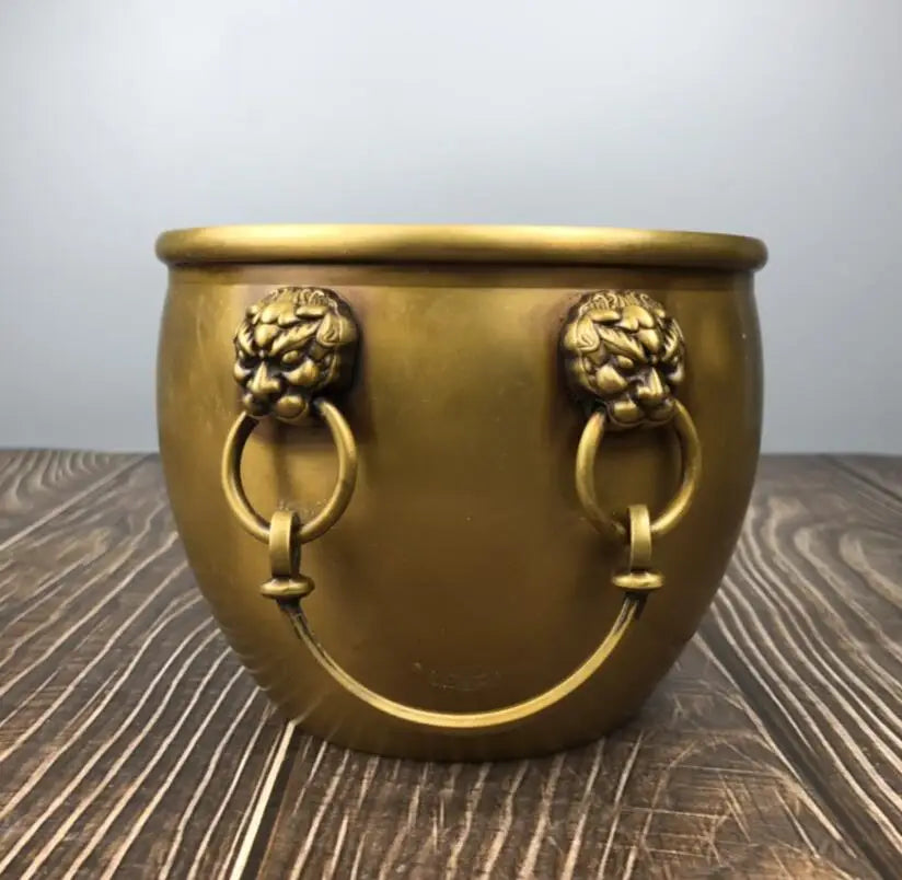 China brass seiko double lion head tank crafts statue