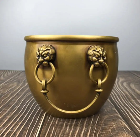 China brass seiko double lion head tank crafts statue