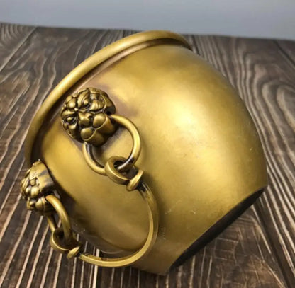 China brass seiko double lion head tank crafts statue