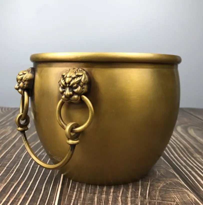 China brass seiko double lion head tank crafts statue