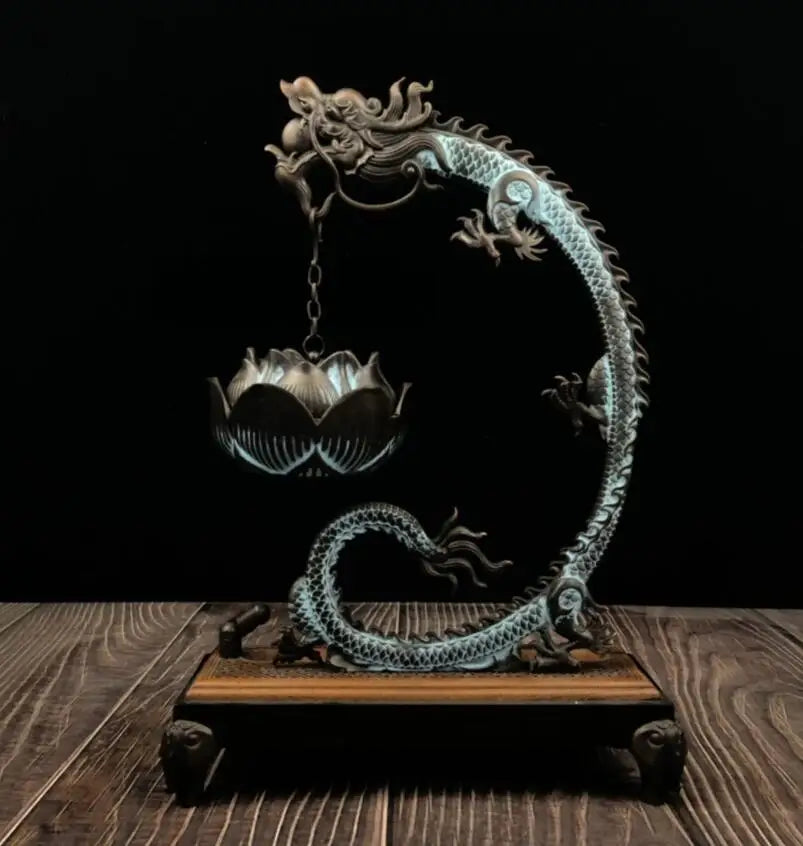 China brass seiko dragon Hanging Incense burner crafts statue