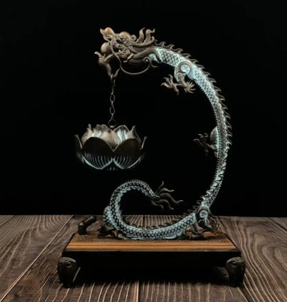 China brass seiko dragon Hanging Incense burner crafts statue
