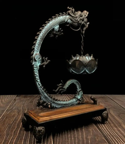 China brass seiko dragon Hanging Incense burner crafts statue