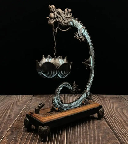 China brass seiko dragon Hanging Incense burner crafts statue