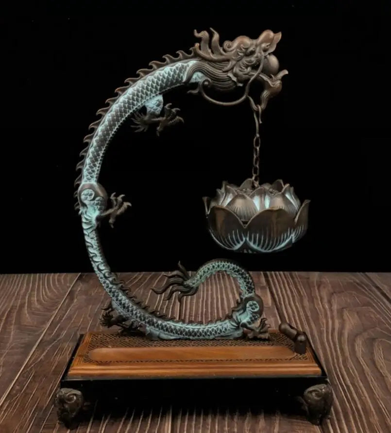 China brass seiko dragon Hanging Incense burner crafts statue