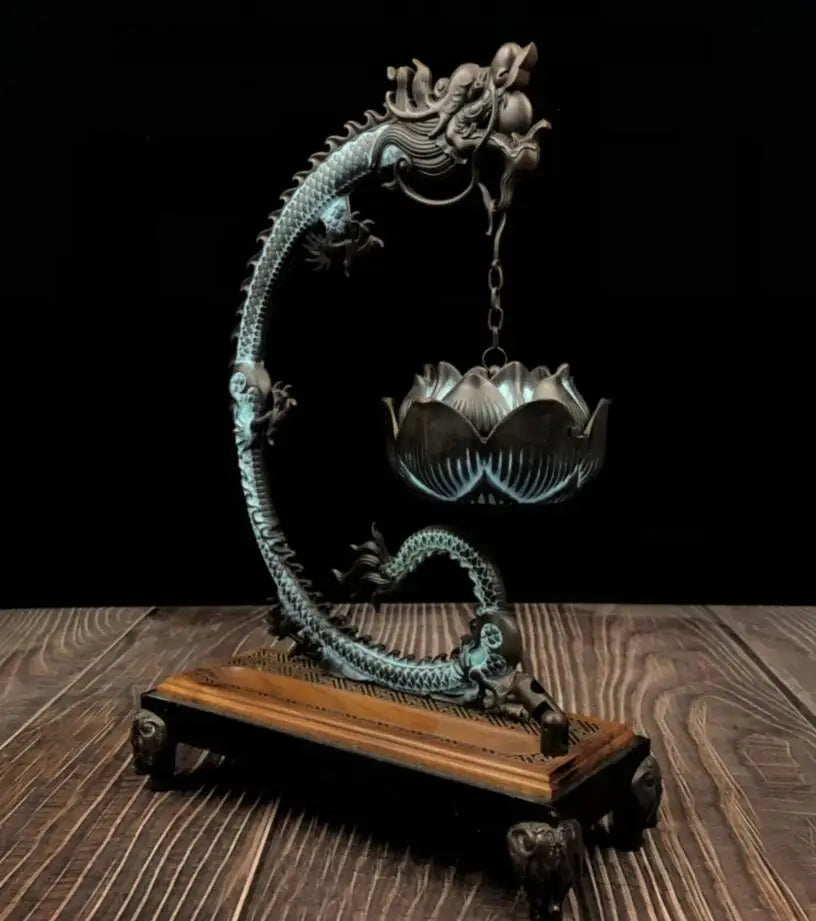 China brass seiko dragon Hanging Incense burner crafts statue