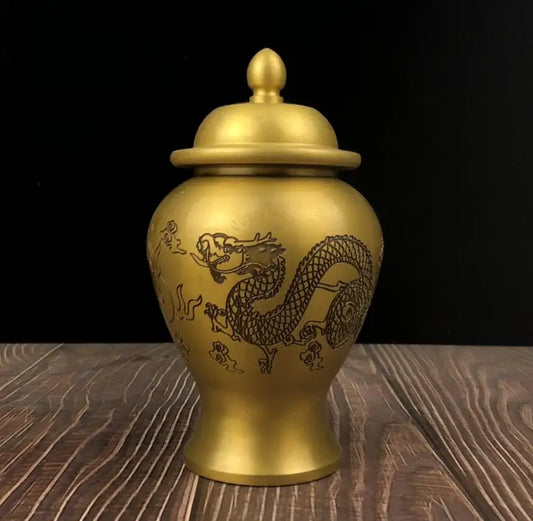 China brass seiko dragon phoenix Jars crafts statue